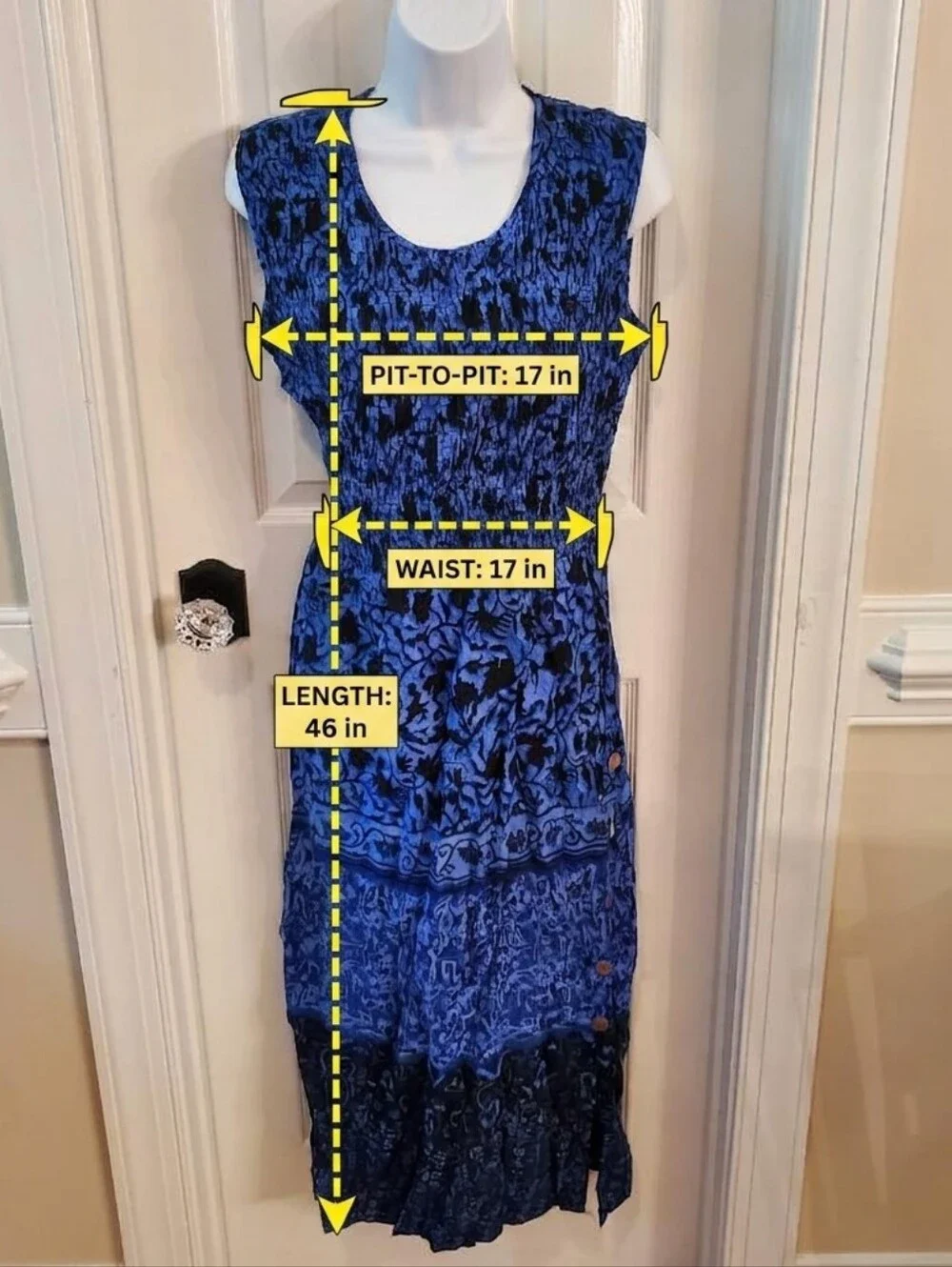Vtg - R&K Originals - Blue & Black - Floral - Maxi Dress - Size 12